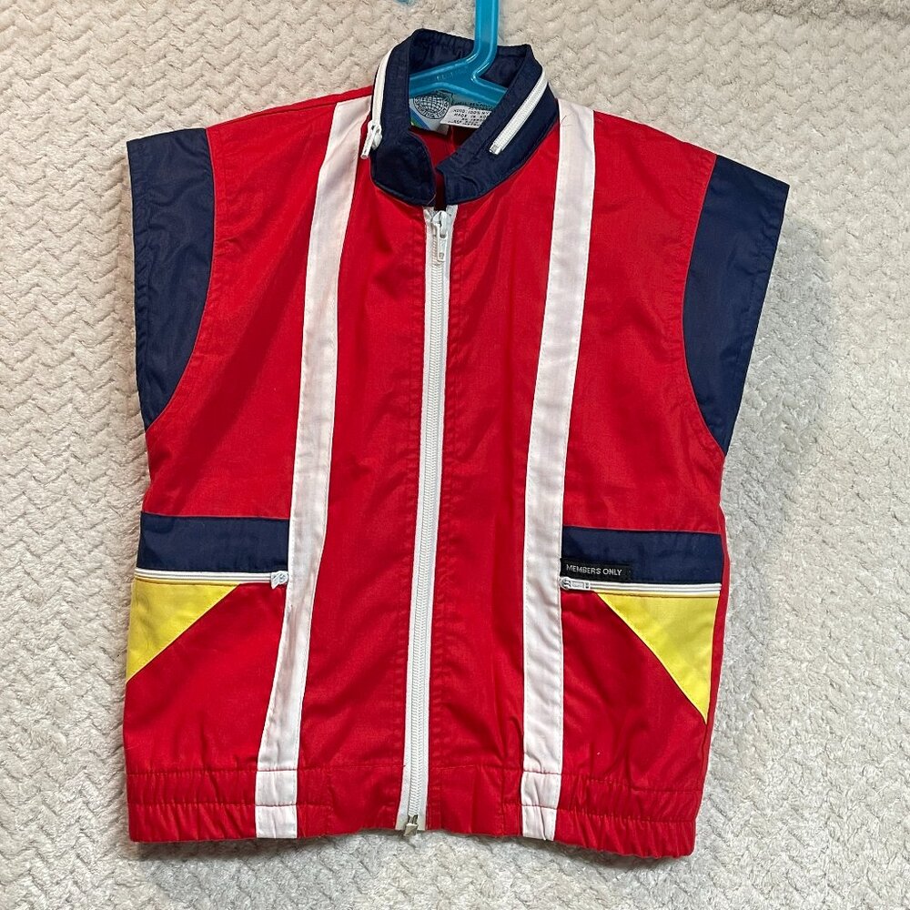 Vintage Members Only Red Kids Nautical Zip Up Vest Size‎ Small Retro Preppy